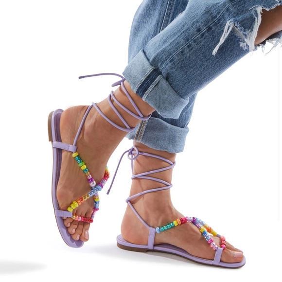 Katy Perry -The Halie Bead Ankle Wrap Sandal -In Biscotti Bright Multi U… - Picture 2 of 10